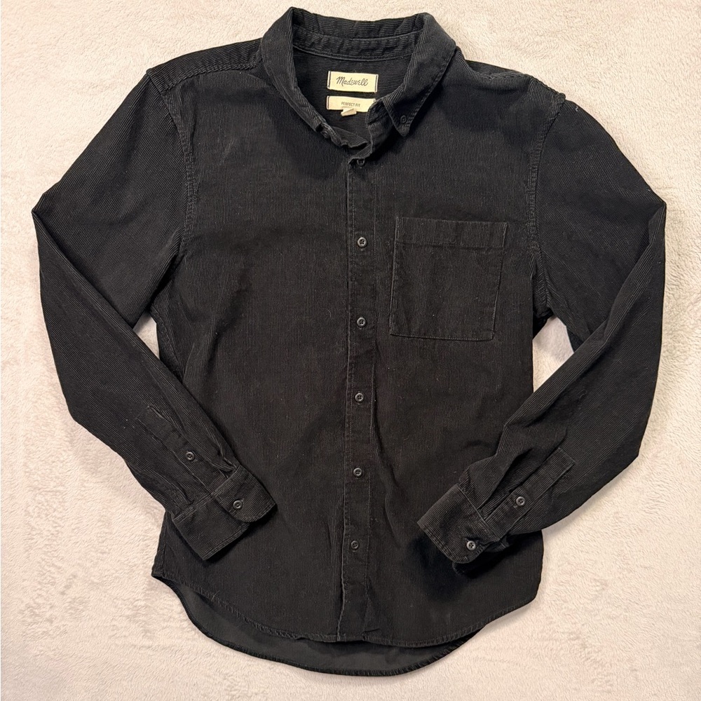 Madewell Womens Black Corduroy Button-Down Shirt
